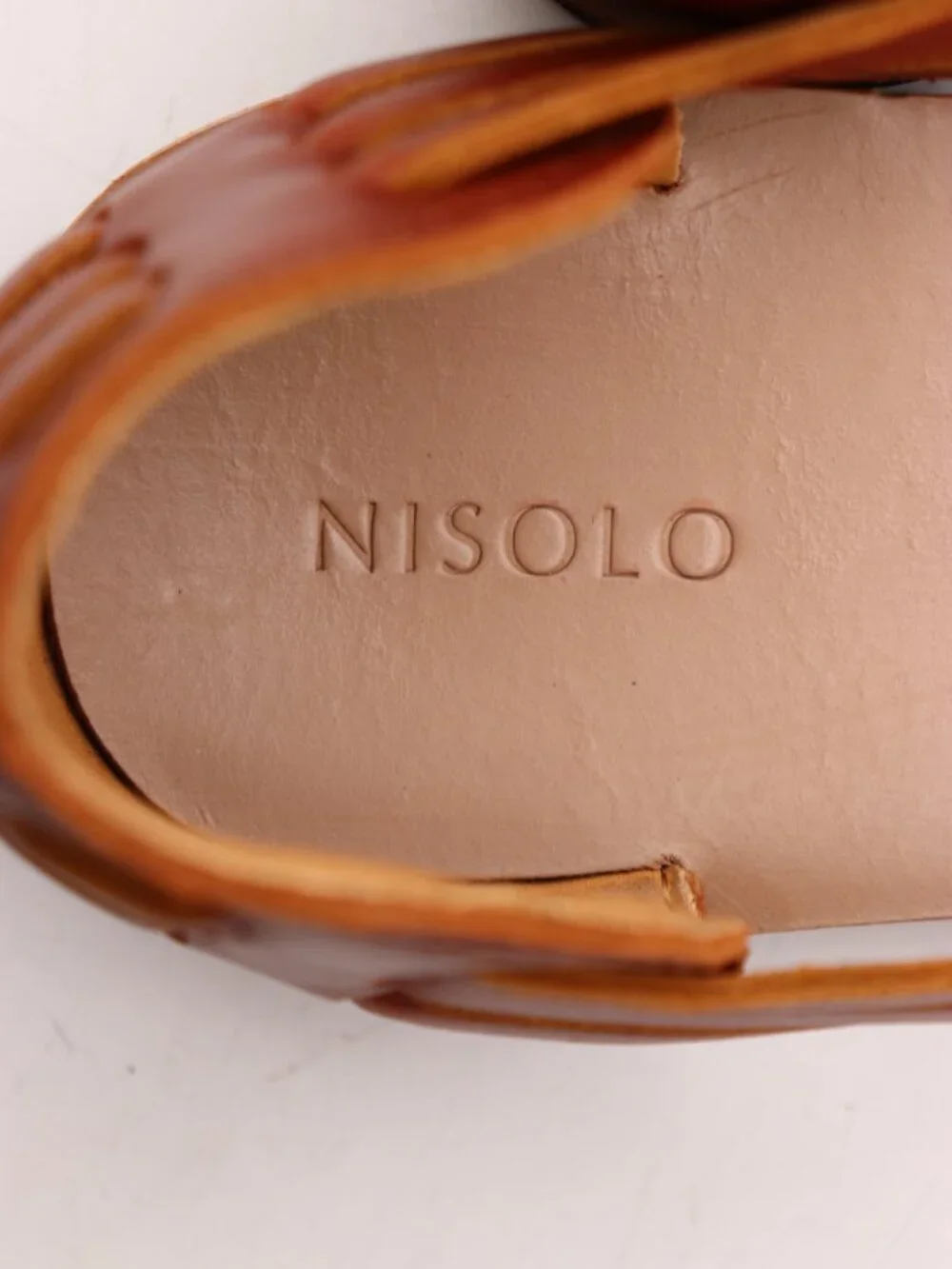 Nisolo Alejandro Huarache Flat Sandals Men's 7.5 Brown Leather Slip On Casual